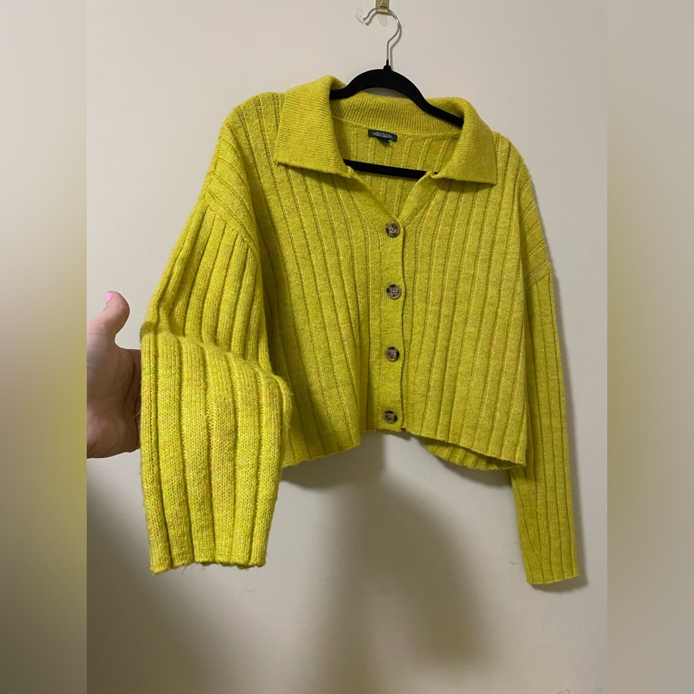 Wild Fable Yellow Ribbed Cardigan Sweater - Picture 2 of 8